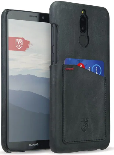 Rosso Select Huawei Mate 10 Lite Hoesje Echt Leer Back Cover Zwart afbeelding 1