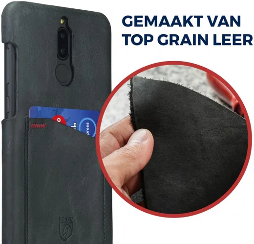 Rosso Select Huawei Mate 10 Lite Hoesje Echt Leer Back Cover Zwart afbeelding 4