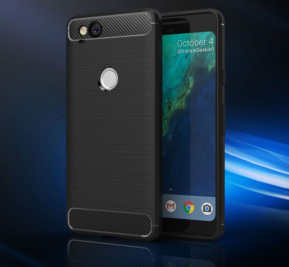 Google pixel 2 Geborsteld TPU Hoesje Zwart afbeelding 5