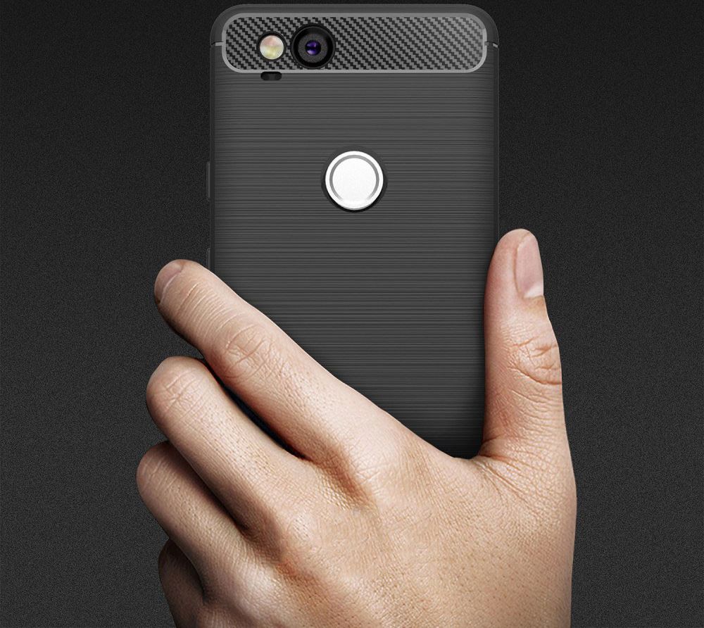 Google pixel 2 Geborsteld TPU Hoesje Zwart afbeelding 9