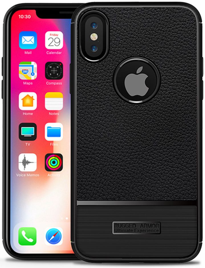 Apple iPhone X Rugged Armor Brushed TPU Hoesje Zwart afbeelding 1