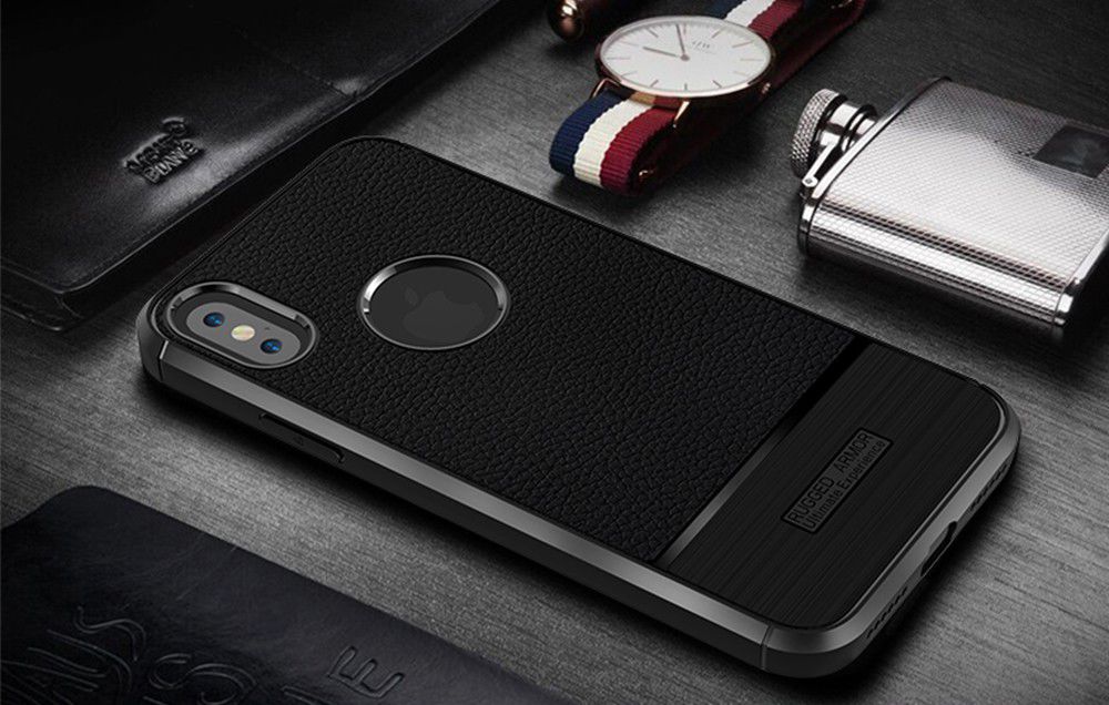 Apple iPhone X Rugged Armor Brushed TPU Hoesje Zwart afbeelding 9