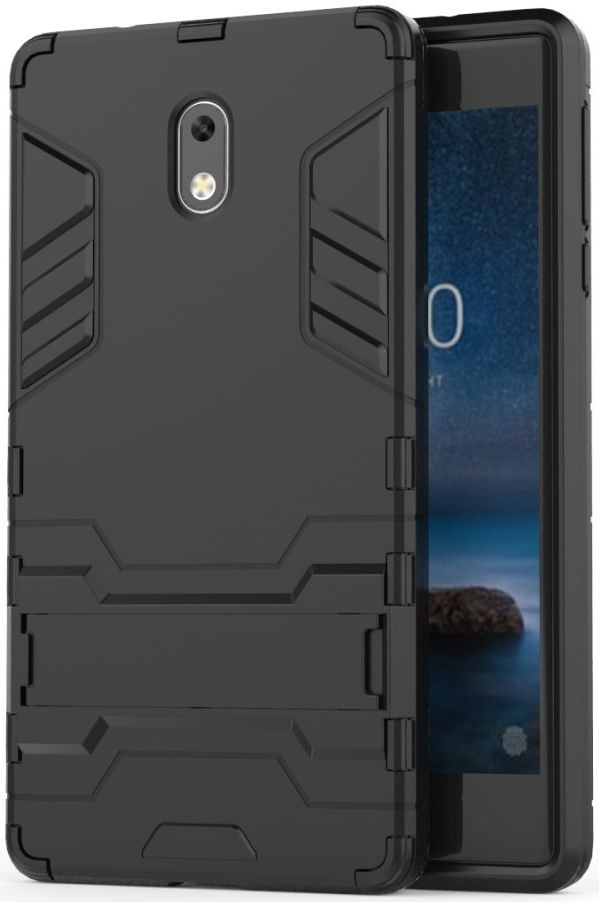 Nokia 3 Hybride Hoesje Zwart afbeelding 2