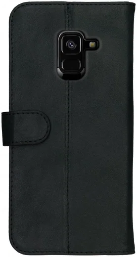 Rosso Deluxe Samsung Galaxy A8 (2018) Hoesje Echt Leer Book Case Zwart afbeelding 10