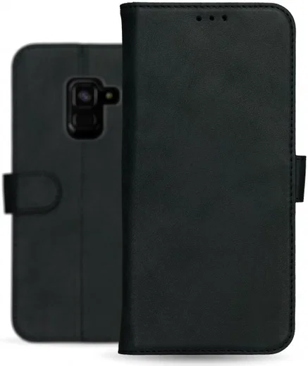 Rosso Deluxe Samsung Galaxy A8 (2018) Hoesje Echt Leer Book Case Zwart afbeelding 12