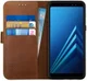 Rosso Deluxe Samsung Galaxy A8 (2018) Hoesje Echt Leer Book Case Bruin afbeelding 1