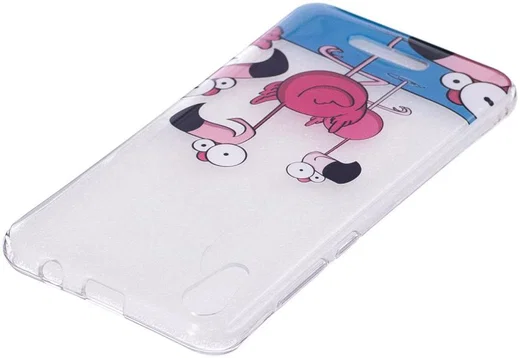 Wiko Lenny 4 Transparant TPU Hoesje met Flamingo Opdruk afbeelding 3