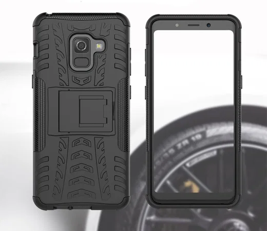 Samsung Galaxy A8 (2018) Hybride Kickstand Hoesje Zwart afbeelding 9