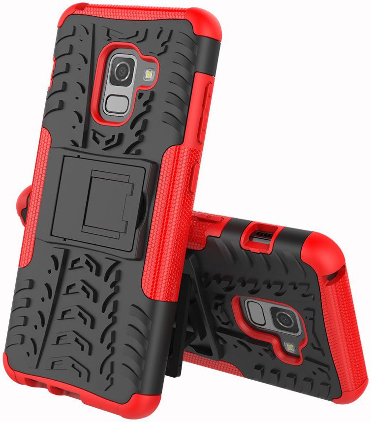Samsung Galaxy A8 (2018) Hybride Kickstand Hoesje Rood afbeelding 1