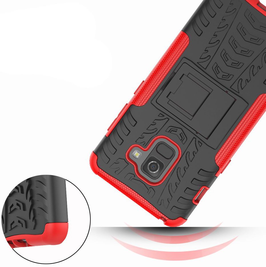 Samsung Galaxy A8 (2018) Hybride Kickstand Hoesje Rood afbeelding 2