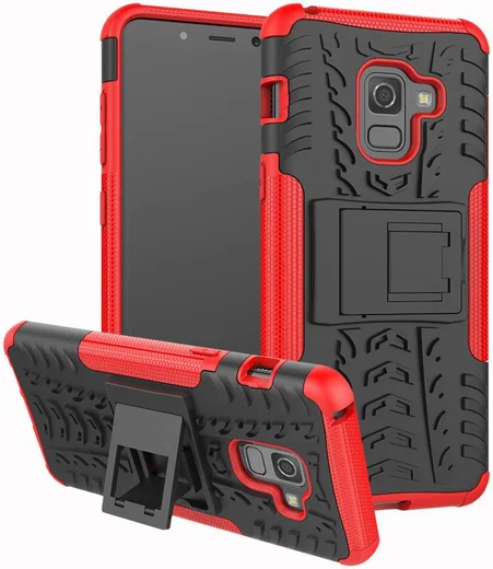 Samsung Galaxy A8 (2018) Hybride Kickstand Hoesje Rood afbeelding 3
