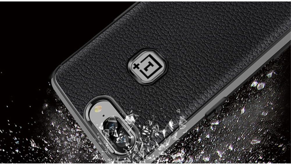 OnePlus 5 Hoesje TPU Met Leren Textuur Zwart afbeelding 6