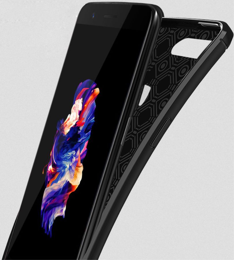 OnePlus 5 Hoesje TPU Met Leren Textuur Zwart afbeelding 7