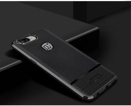 OnePlus 5 Hoesje TPU Met Leren Textuur Zwart afbeelding 9