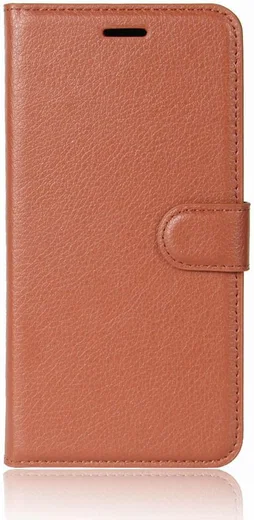 Alcatel U5 4G Portemonnee Hoesje met Lychee Textuur Bruin afbeelding 2