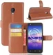 Alcatel U5 4G Portemonnee Hoesje met Lychee Textuur Bruin afbeelding 3