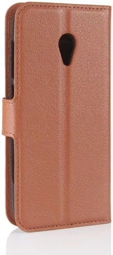 Alcatel U5 4G Portemonnee Hoesje met Lychee Textuur Bruin afbeelding 5