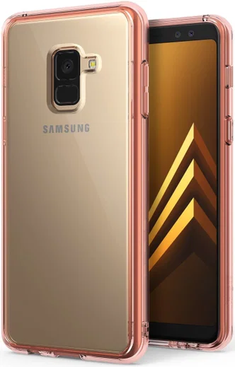 Ringke Fusion Samsung Galaxy A8 2018 Hoesje Doorzichtig Rose Gold afbeelding 1