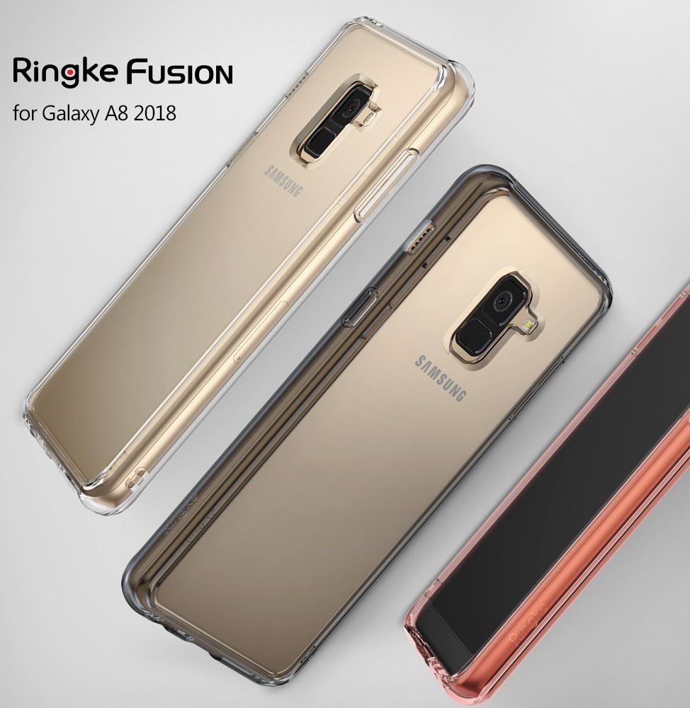 Ringke Fusion Samsung Galaxy A8 2018 Hoesje Doorzichtig Rose Gold afbeelding 2