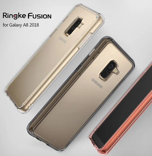Ringke Fusion Samsung Galaxy A8 2018 Hoesje Doorzichtig Rose Gold afbeelding 2