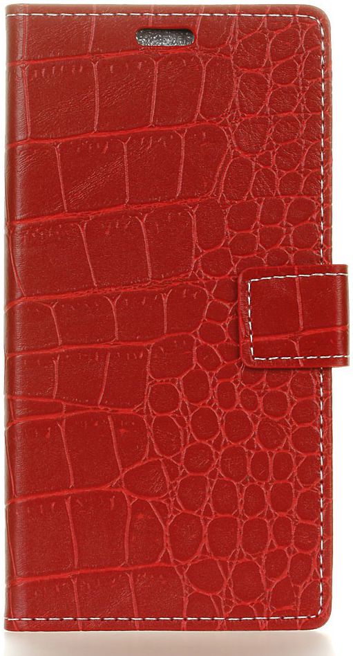 Alcatel U5 HD Portemonnee Hoesje Krokodil Structuur Rood afbeelding 1