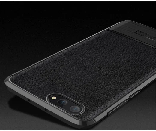 Honor View 10 Hoesje TPU Met Leren Textuur Zwart afbeelding 2