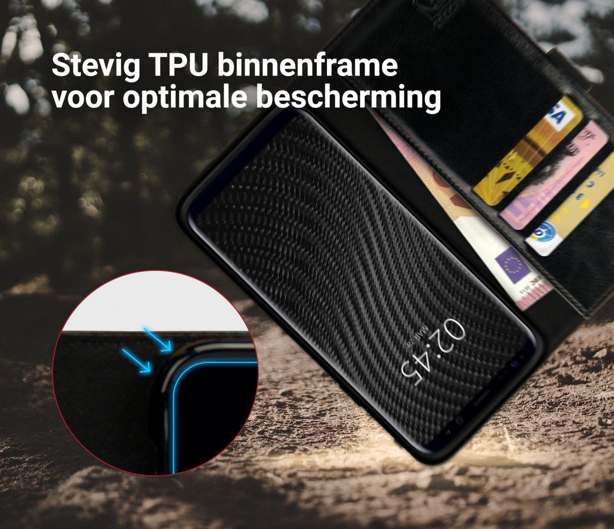 Rosso Element Samsung Galaxy S9 Hoesje Book Cover Zwart afbeelding 6