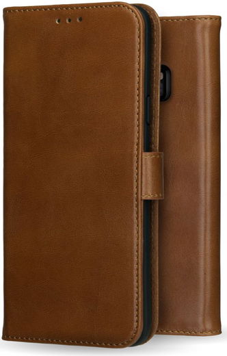 Rosso Deluxe Samsung Galaxy S9 Hoesje Echt Leer Book Case Bruin afbeelding 2
