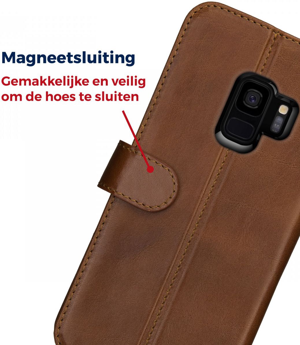 Rosso Deluxe Samsung Galaxy S9 Hoesje Echt Leer Book Case Bruin afbeelding 10