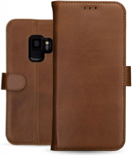 Rosso Deluxe Samsung Galaxy S9 Hoesje Echt Leer Book Case Bruin afbeelding 13