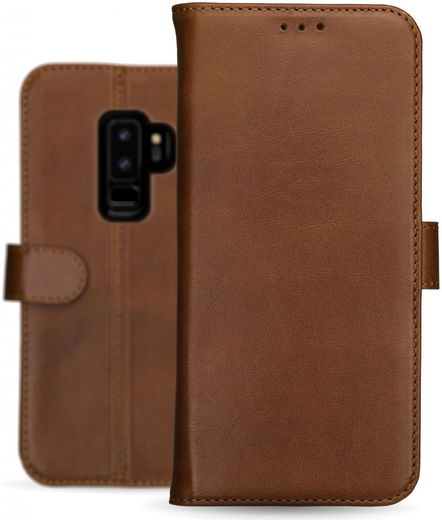 Rosso Deluxe Samsung Galaxy S9 Plus Hoesje Echt Leer Book Case Bruin afbeelding 11