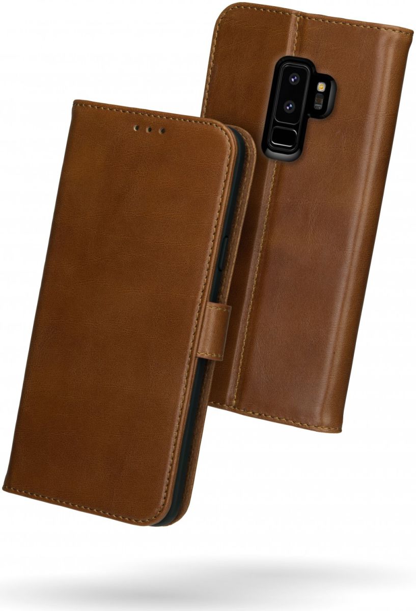 Rosso Deluxe Samsung Galaxy S9 Plus Hoesje Echt Leer Book Case Bruin afbeelding 2