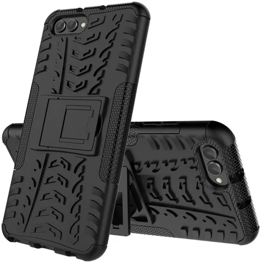 Honor View 10 Hybride Kickstand Hoesje Zwart afbeelding 1
