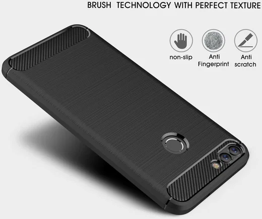 Huawei P Smart Geborsteld TPU Hoesje Zwart afbeelding 4
