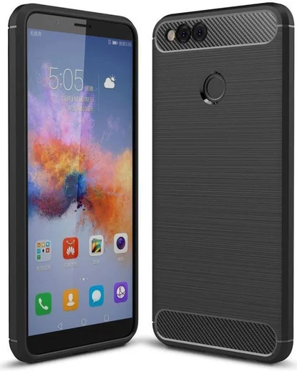 Honor 7X Geborsteld TPU Hoesje Zwart afbeelding 1