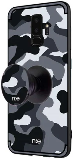 Samsung Galaxy S9 Hybride Hoesje met Camouflage Grijs afbeelding 2