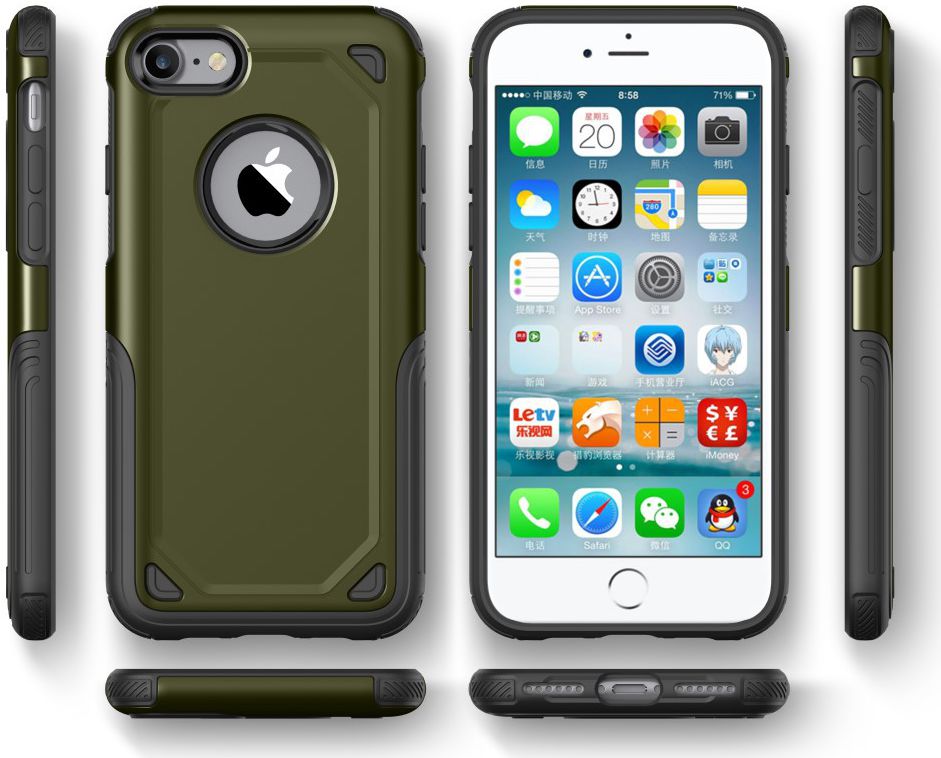 Apple iPhone 8 / 7 Hybride Rugged Armor - Leger Groen afbeelding 7