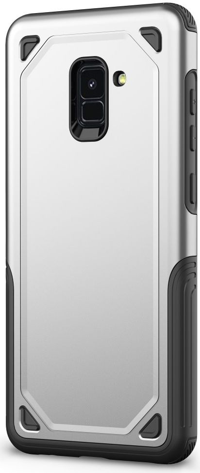 Samsung Galaxy A8 (2018) Hybride Rugged Armor Hoesje Zilver afbeelding 6