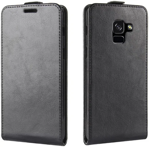 Samsung Galaxy A8 (2018) Verticaal Flip Hoesje Zwart afbeelding 2