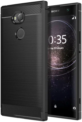 Sony Xperia XA2 Geborsteld TPU Hoesje Zwart afbeelding 1