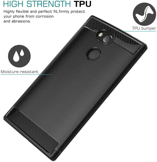 Sony Xperia XA2 Geborsteld TPU Hoesje Zwart afbeelding 7