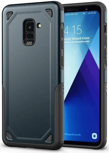Samsung Galaxy A8 (2018) Hybride Rugged Armor Hoesje Donker Blauw afbeelding 1