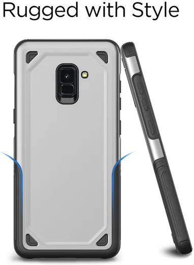 Samsung Galaxy A8 (2018) Hybride Rugged Armor Hoesje Donker Blauw afbeelding 2