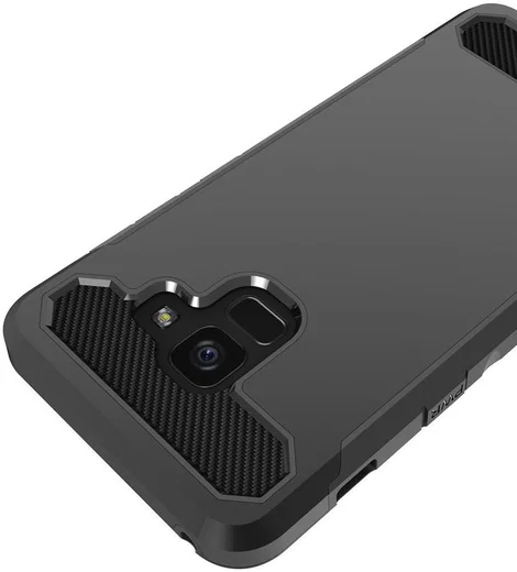 Samsung Galaxy A8 (2018) Geborsteld Hybride Hoesje Zwart afbeelding 3