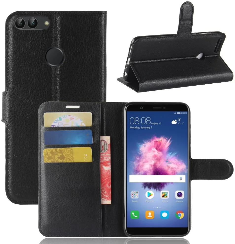 Huawei P Smart Hoesje met Kaarthouder Zwart afbeelding 5