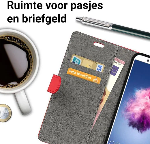 Huawei P Smart Hoesje met Kaarthouder Rood afbeelding 6