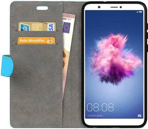 Huawei P Smart Hoesje met Kaarthouder Blauw afbeelding 2