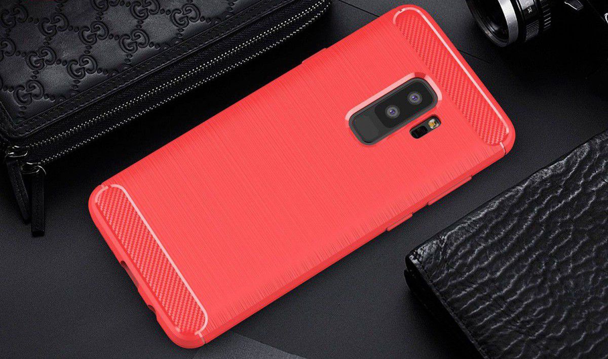 Samsung Galaxy S9 Plus Geborsteld TPU Hoesje Rood afbeelding 2