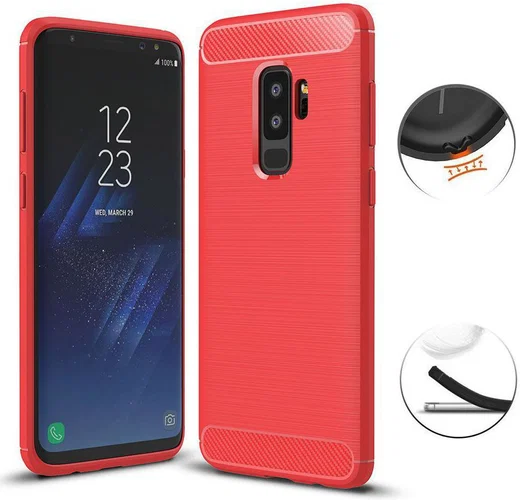 Samsung Galaxy S9 Plus Geborsteld TPU Hoesje Rood afbeelding 4