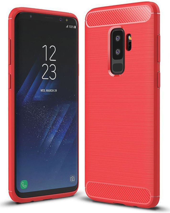 Samsung Galaxy S9 Plus Geborsteld TPU Hoesje Rood afbeelding 1